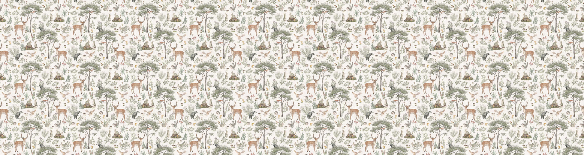 Fantastic Forest - White European wallpaper motif design for kids room — Artehub Egypt