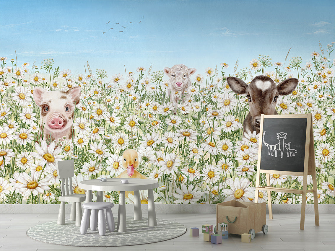 Farm Animals luxury wallpaper in kids room interior — Artehub Egypt