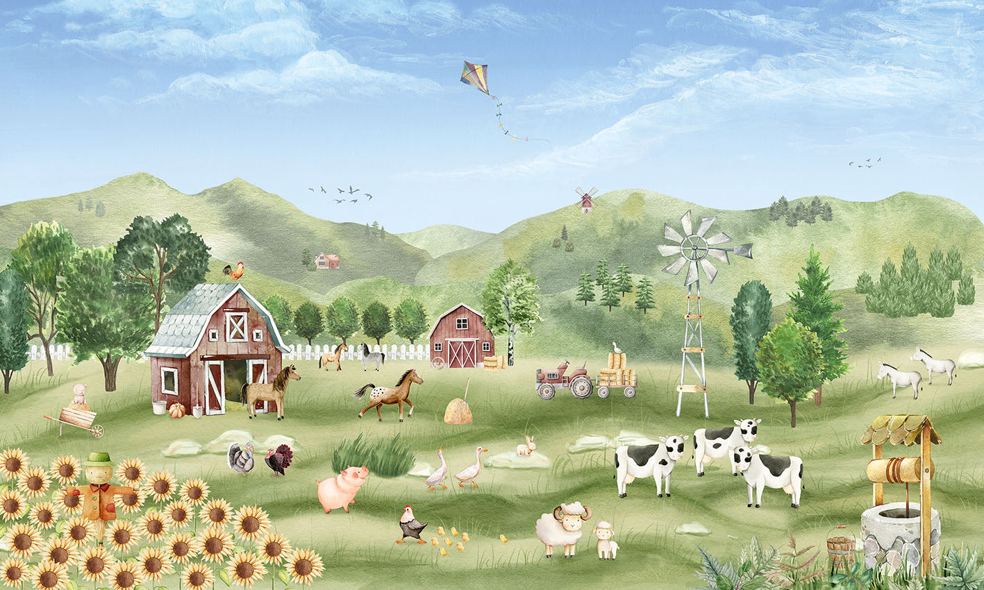 Farm_Joy mural wallpaper design — premium kids room wallpaper by Artehub Egypt
