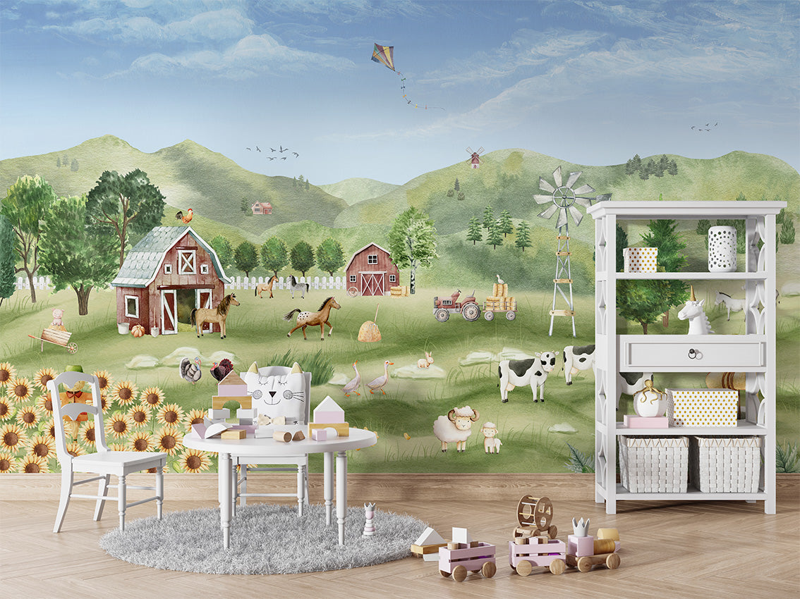 Farm_Joy kids room wallpaper interior — premium wallpaper by Artehub Egypt