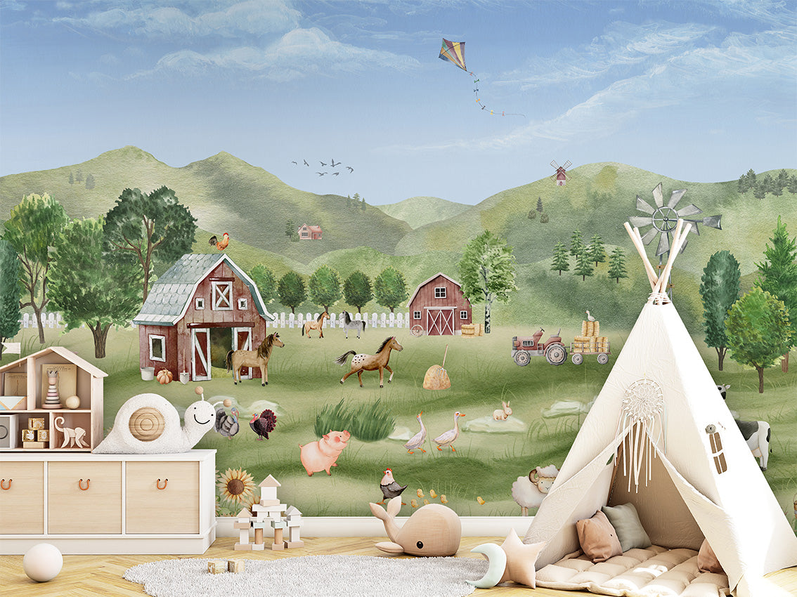 Farm_Joy kids room wallpaper interior — premium wallpaper by Artehub Egypt
