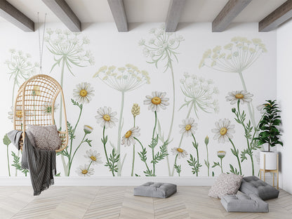 Field of Daisies luxury wallpaper in kids room interior — Artehub Egypt