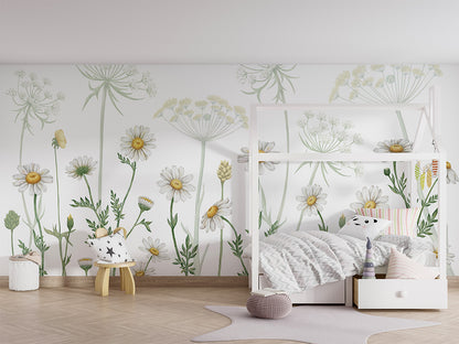 Field of Daisies luxury wallpaper in kids room interior — Artehub Egypt