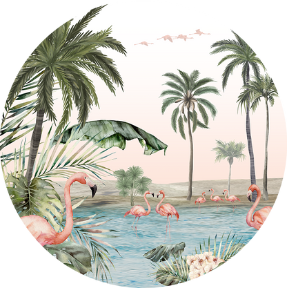 Flamingo Oasis wall circle sticker by Artehub