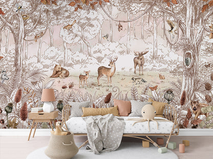 Forest Friends - Autumn luxury wallpaper in kids room interior — Artehub Egypt