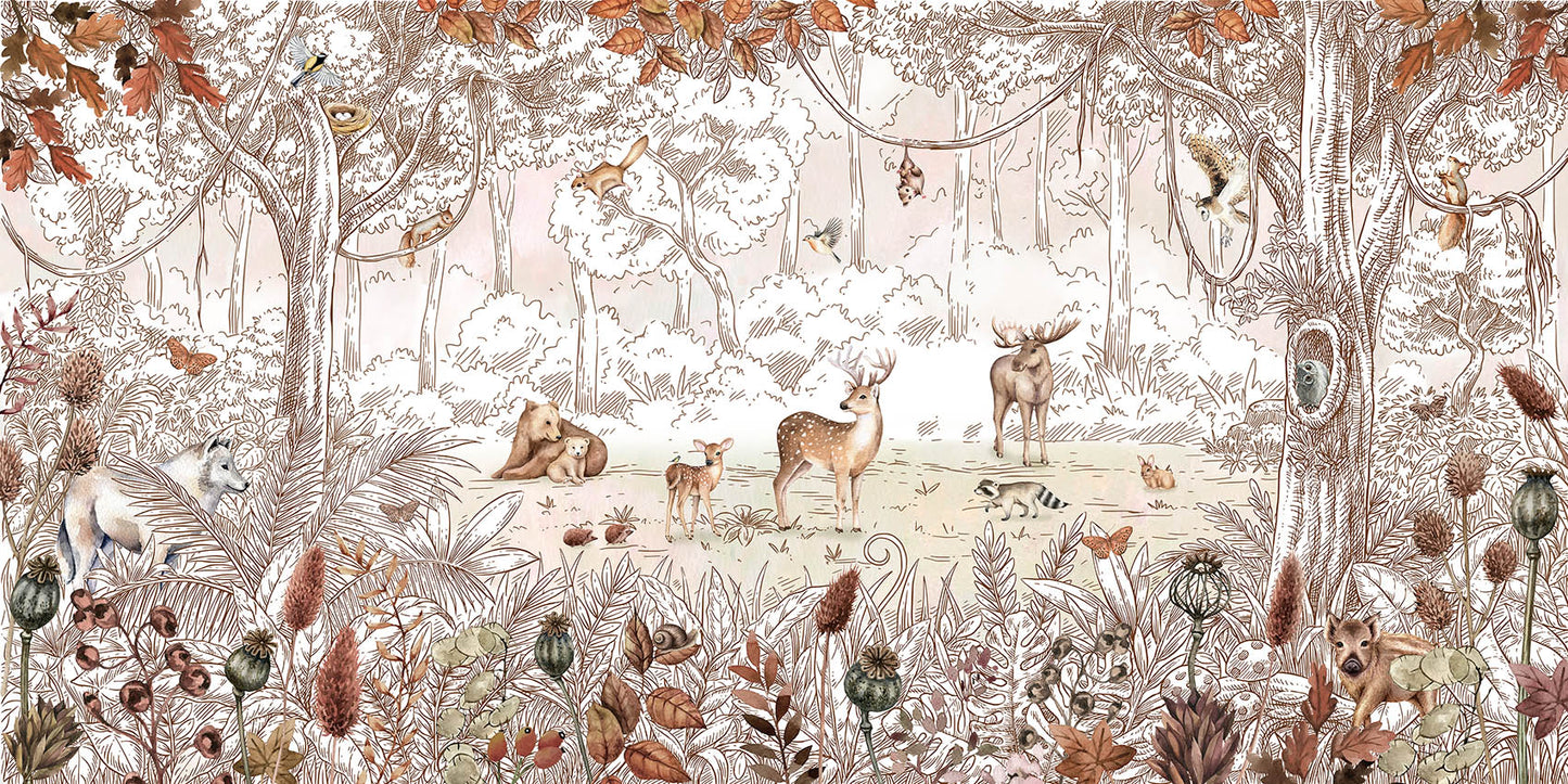 Forest Friends - Autumn European mural wallpaper design for kids room — Artehub Egypt