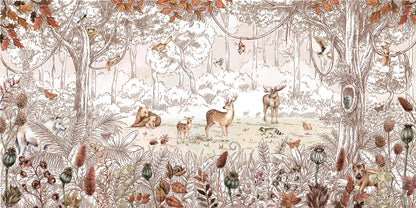 Forest Friends - Autumn European mural wallpaper design for kids room — Artehub Egypt