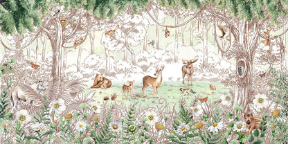 Forest Friends - Spring European mural wallpaper design for kids room — Artehub Egypt