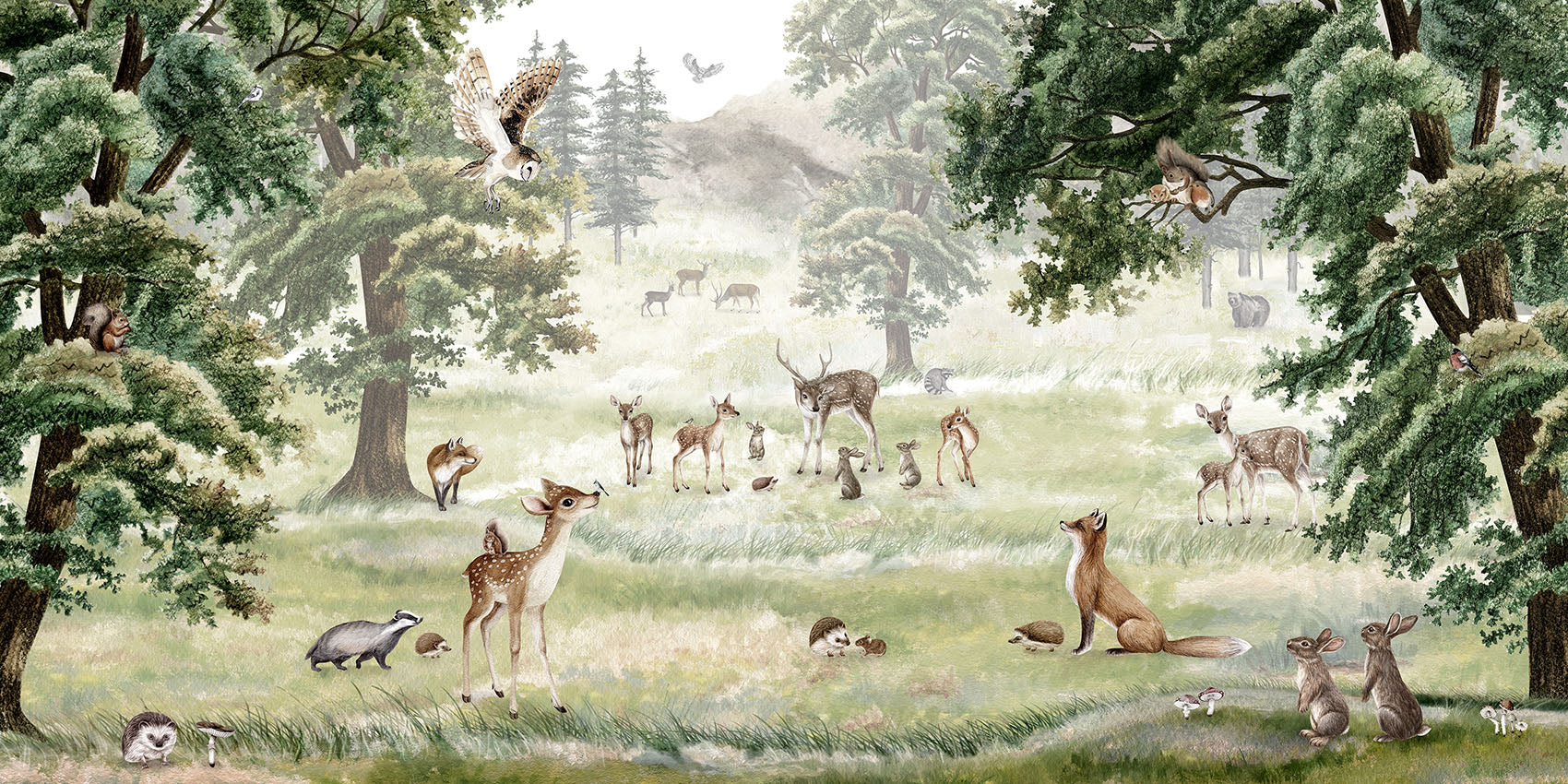 Forest Fun European mural wallpaper design for kids room — Artehub Egypt