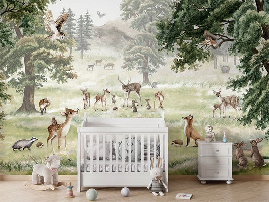 Forest Fun luxury wallpaper in kids room interior — Artehub Egypt