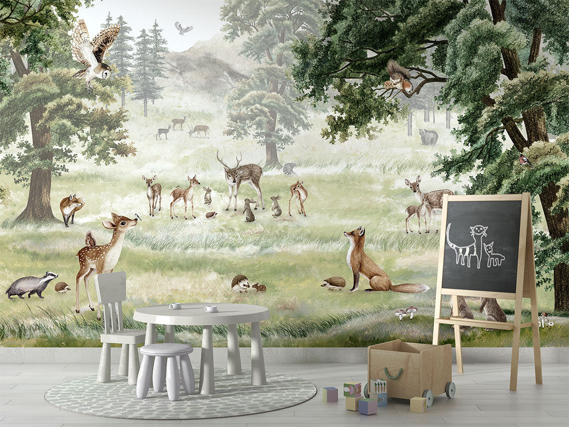 Forest Fun luxury wallpaper in kids room interior — Artehub Egypt