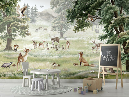 Forest Fun luxury wallpaper in kids room interior — Artehub Egypt
