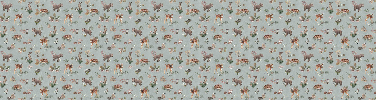 Forest Gathering - Blue European wallpaper motif design for kids room — Artehub Egypt