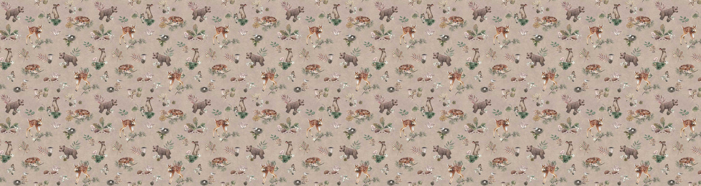 Forest Gathering - Brown European wallpaper motif design for kids room — Artehub Egypt