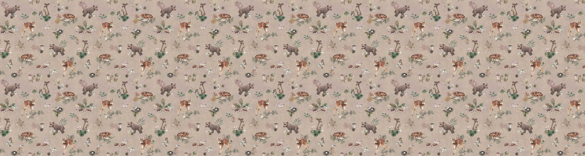 Forest Gathering - Brown European wallpaper motif design for kids room — Artehub Egypt