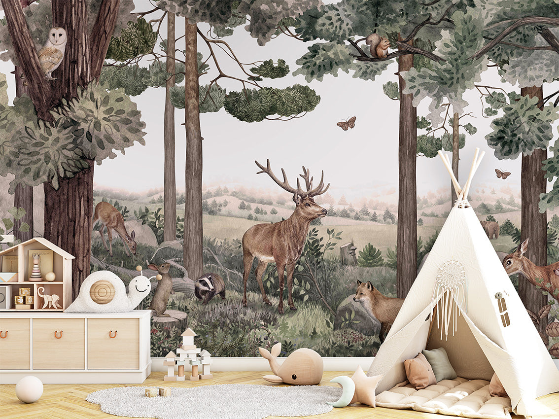 Forest Jive luxury wallpaper in kids room interior — Artehub Egypt