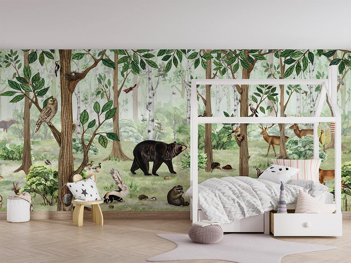 Forest Lookbook luxury wallpaper in kids room interior — Artehub Egypt