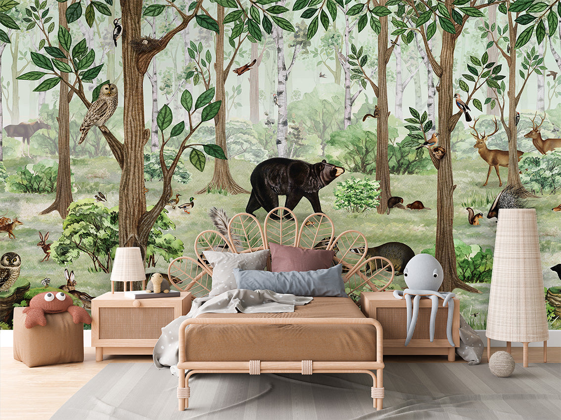Forest Lookbook luxury wallpaper in kids room interior — Artehub Egypt