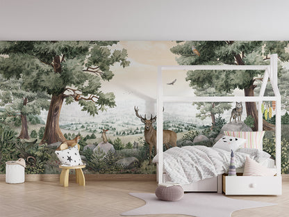 Forest Vista luxury wallpaper in kids room interior — Artehub Egypt
