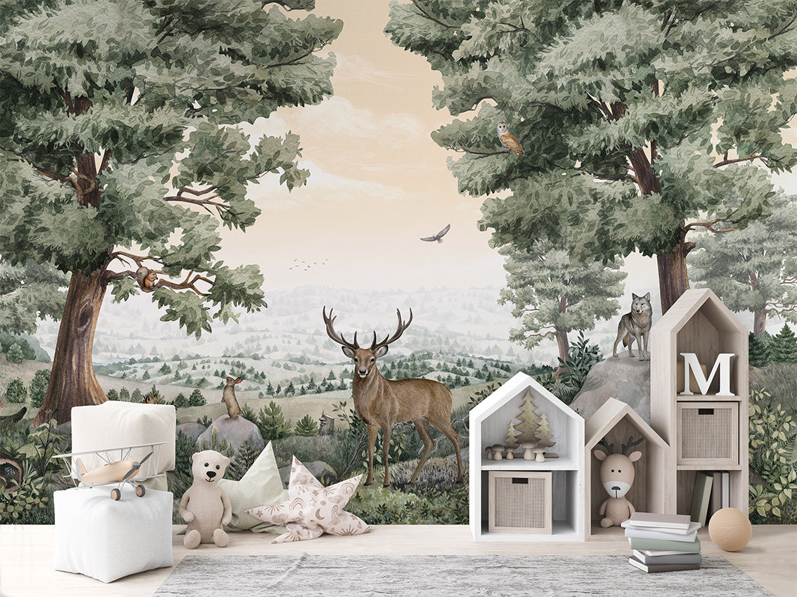 Forest Vista luxury wallpaper in kids room interior — Artehub Egypt