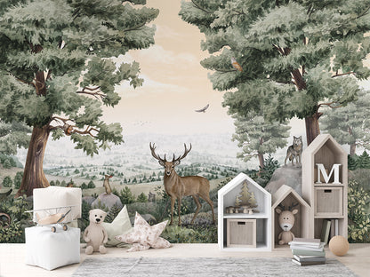 Forest Vista luxury wallpaper in kids room interior — Artehub Egypt
