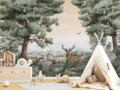 Forest Vista luxury wallpaper in kids room interior — Artehub Egypt