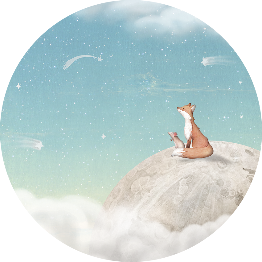Fox on the Moon - Green - Circle
