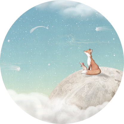 Fox on the Moon - Green - Circle