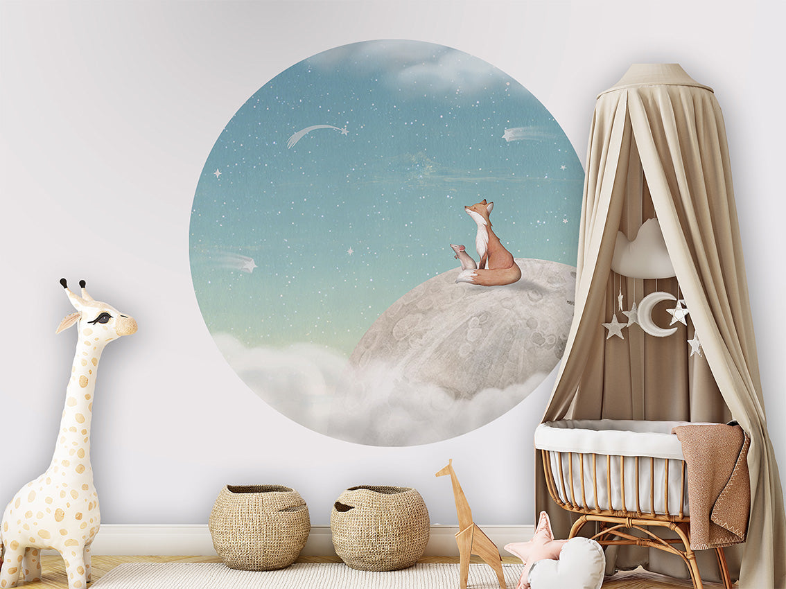 Fox on the Moon - Green - Circle