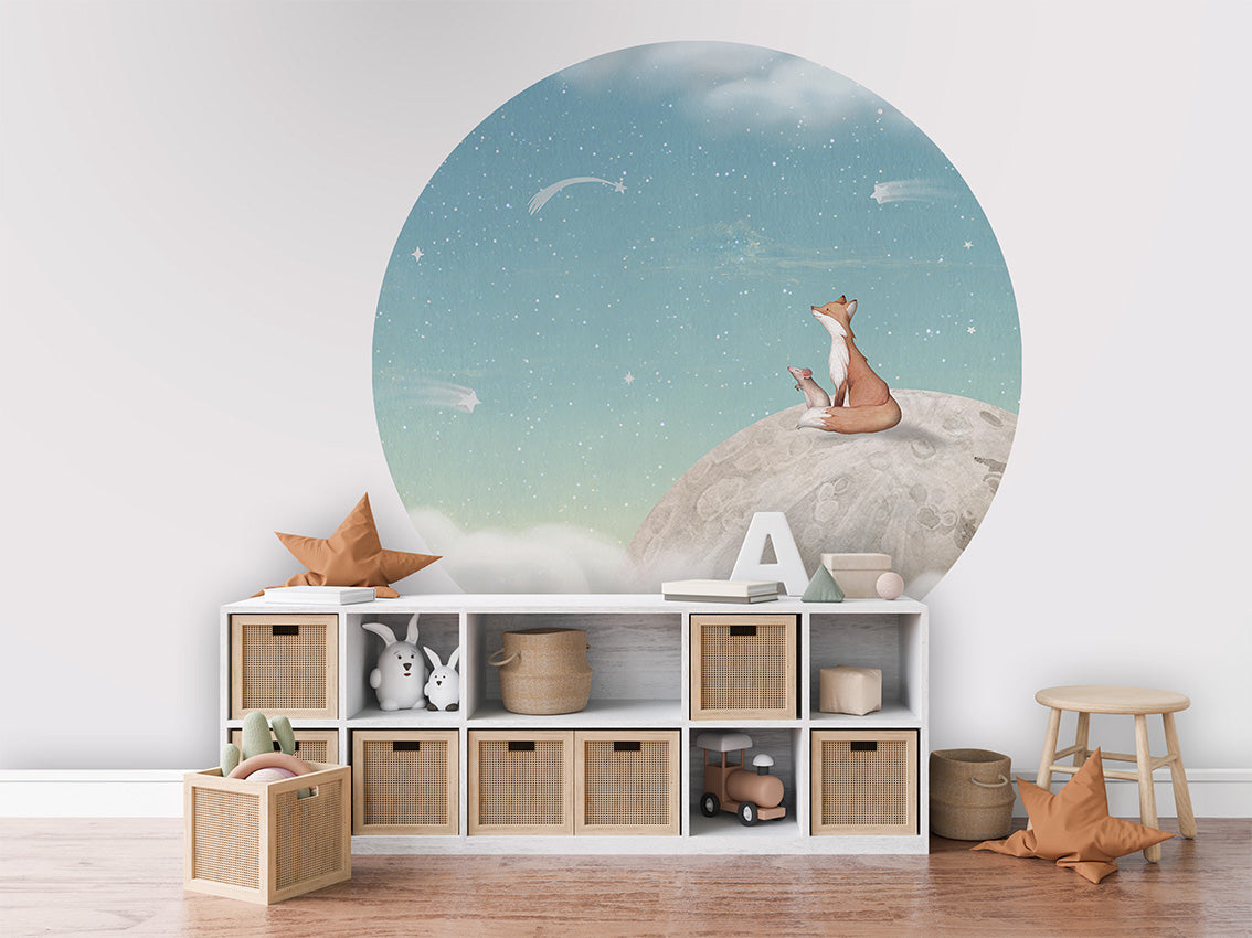 Fox on the Moon - Green - Circle