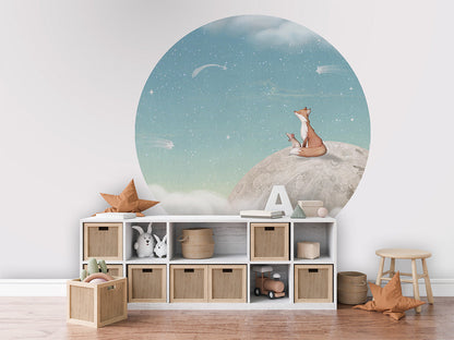 Fox on the Moon - Green - Circle