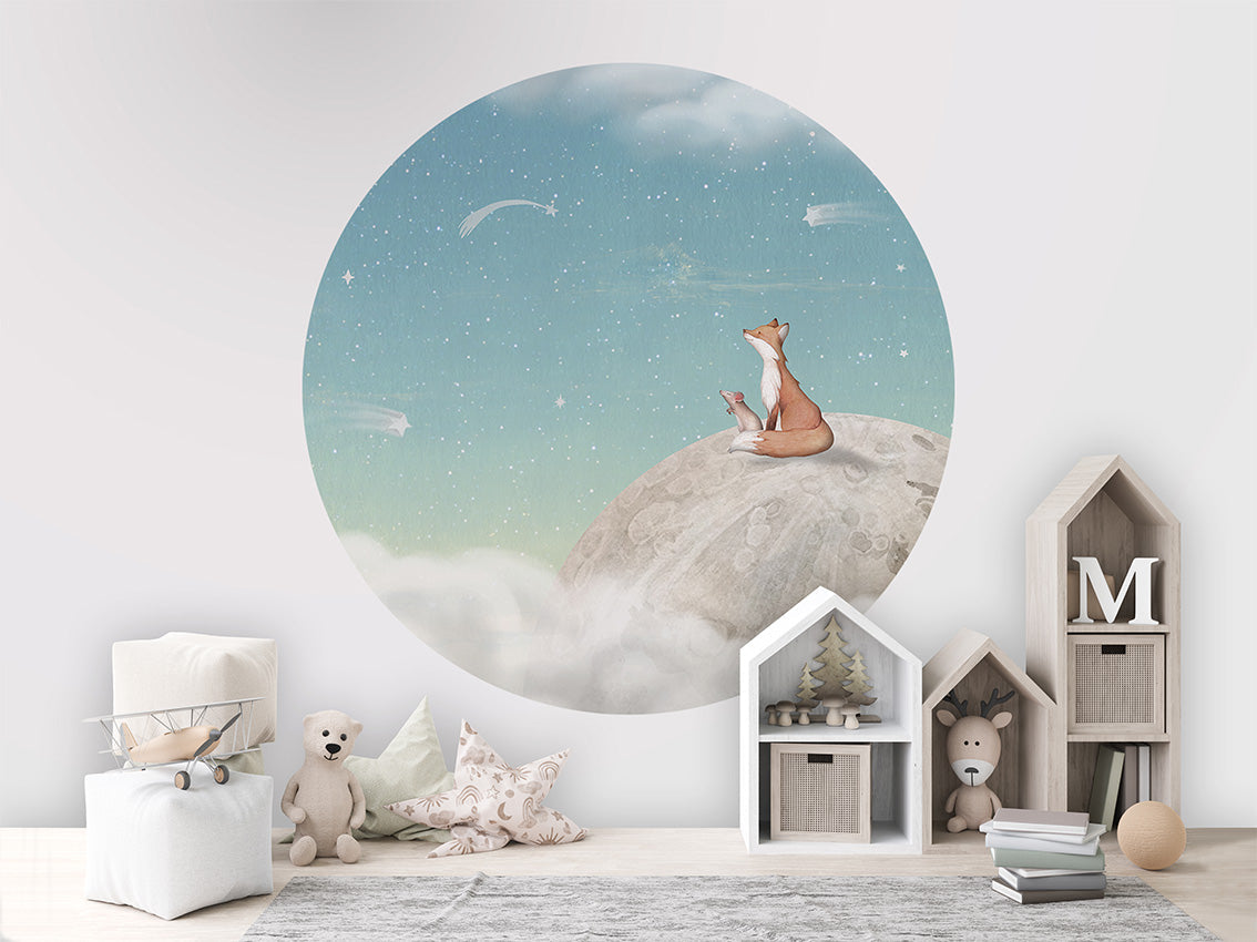 Fox on the Moon - Green - Circle