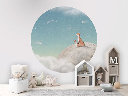 Fox on the Moon - Green - Circle