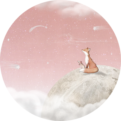 Fox on the Moon - Pink - Circle