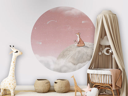 Fox on the Moon - Pink - Circle