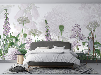 Foxglove Flowers luxury wallpaper interior room:bedroom — Artehub Egypt