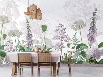 Foxglove Flowers luxury wallpaper interior room:diningroom — Artehub Egypt