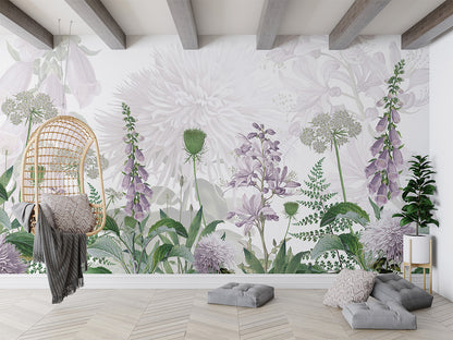 Foxglove Flowers luxury wallpaper interior room:livingroom — Artehub Egypt