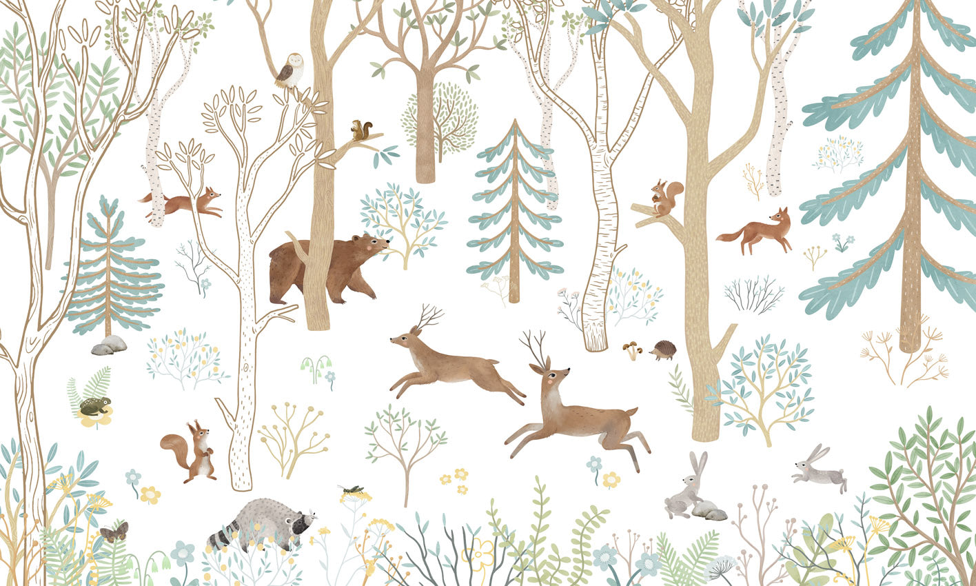 Frisky Forest - blue mural wallpaper design — premium wallpaper by Artehub Egypt