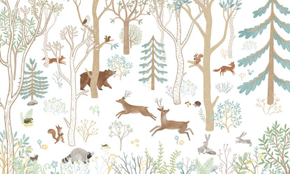 Frisky Forest - blue mural wallpaper design — premium wallpaper by Artehub Egypt