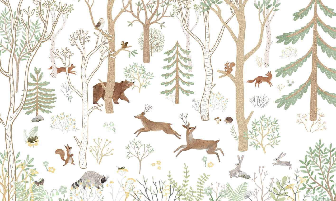 Frisky Forest - green mural wallpaper design — premium wallpaper by Artehub Egypt