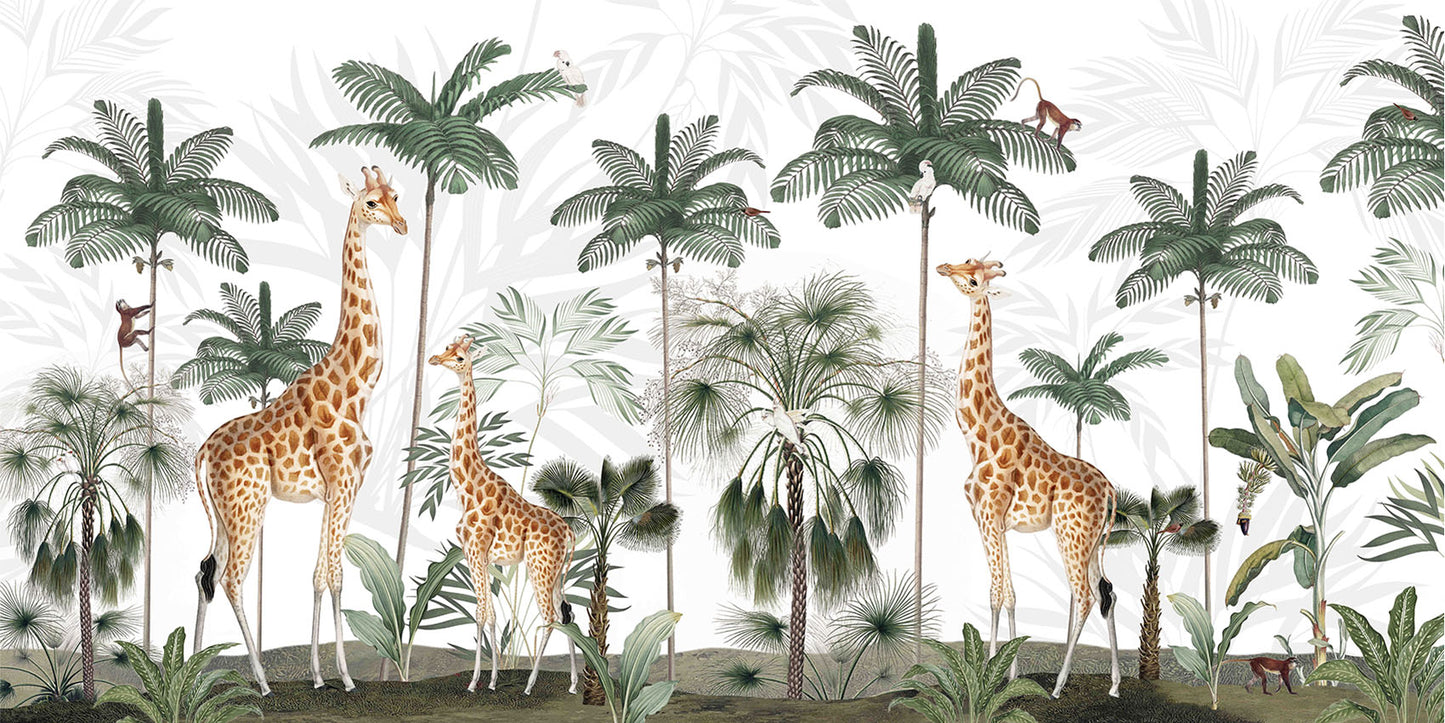 Gracious Giraffes European mural wallpaper design for kids room — Artehub Egypt