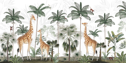 Gracious Giraffes European mural wallpaper design for kids room — Artehub Egypt