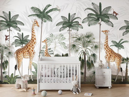 Gracious Giraffes luxury wallpaper in kids room interior — Artehub Egypt