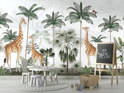 Gracious Giraffes luxury wallpaper in kids room interior — Artehub Egypt