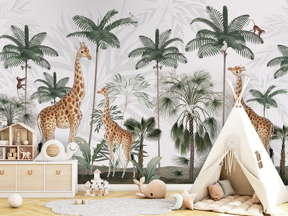 Gracious Giraffes luxury wallpaper in kids room interior — Artehub Egypt
