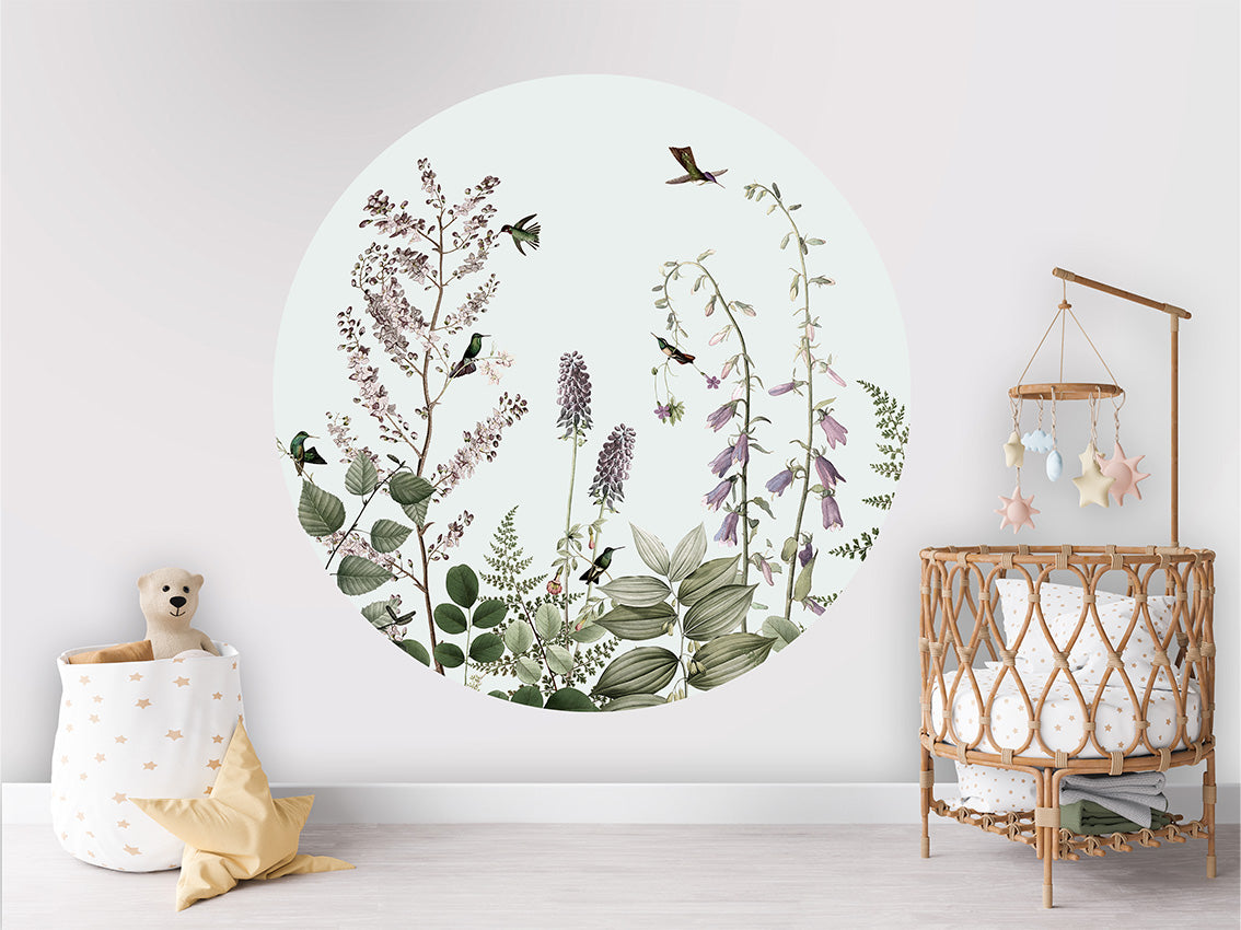 Hummingbird Hedge wall circle sticker by Artehub
