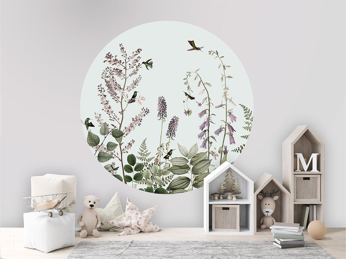 Hummingbird Hedge wall circle sticker by Artehub