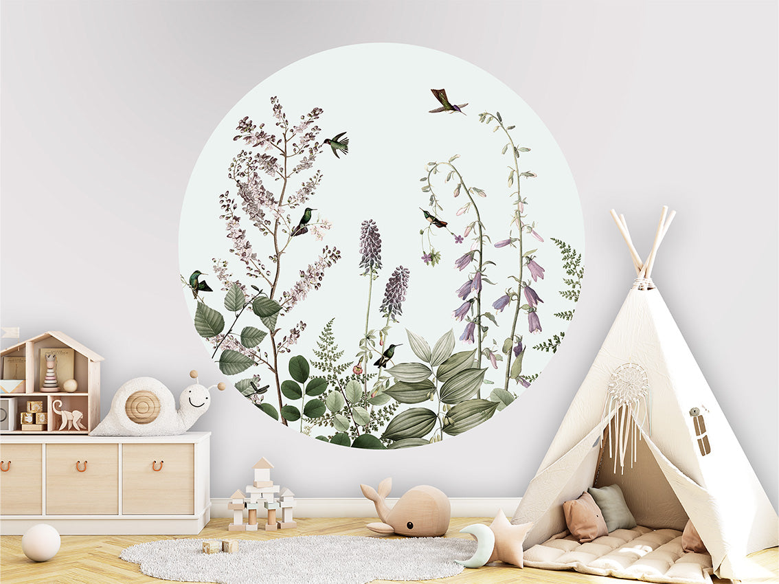 Hummingbird Hedge wall circle sticker by Artehub