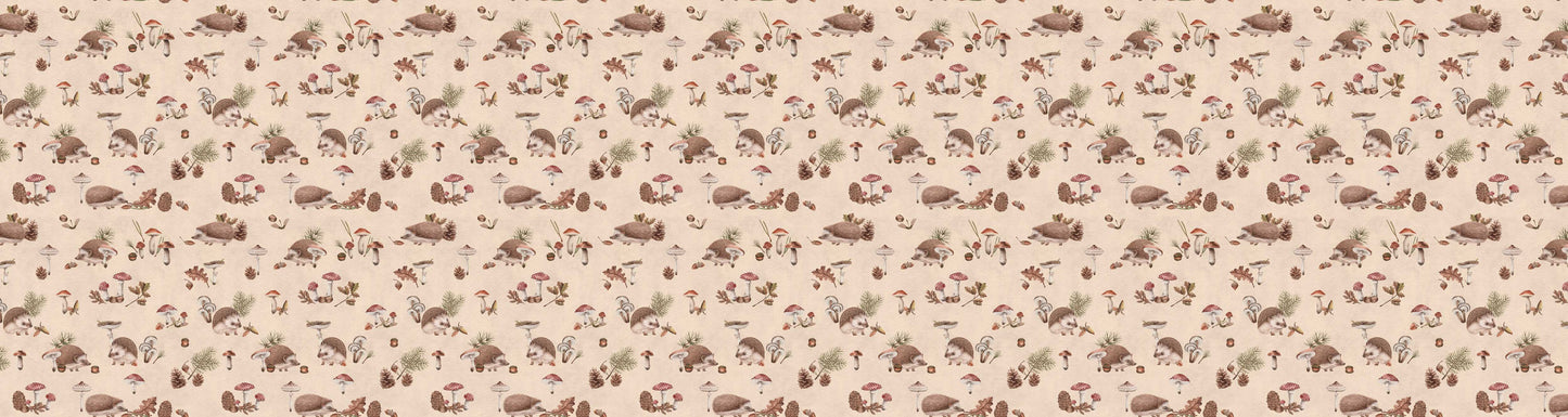 Happy Hedgehog - Beige European wallpaper motif design for kids room — Artehub Egypt
